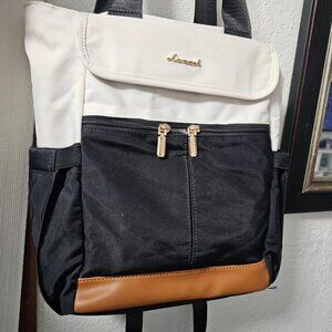 2pcs Set Black-Cream Convertible Mini Backpack Purse for Women & Teen Girls